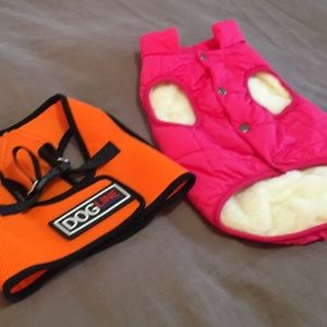 Dog puffer jacket and harness